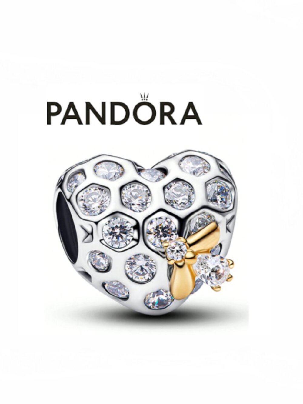 New Honeycomb Heart and Bee Charm For Pandora Bracelet or Chain